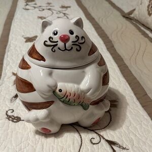 Cute Cat Ceramic Cookie Jar